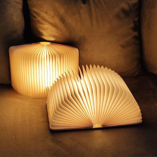 Portable Night Light, Foldable Flip Book Light, Rechargeable Wooden Organ Light, Atmosphere Light